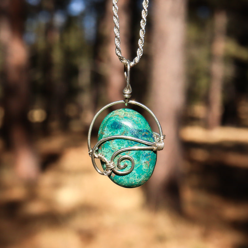 Wire Wrapped Chrysocolla Pendant