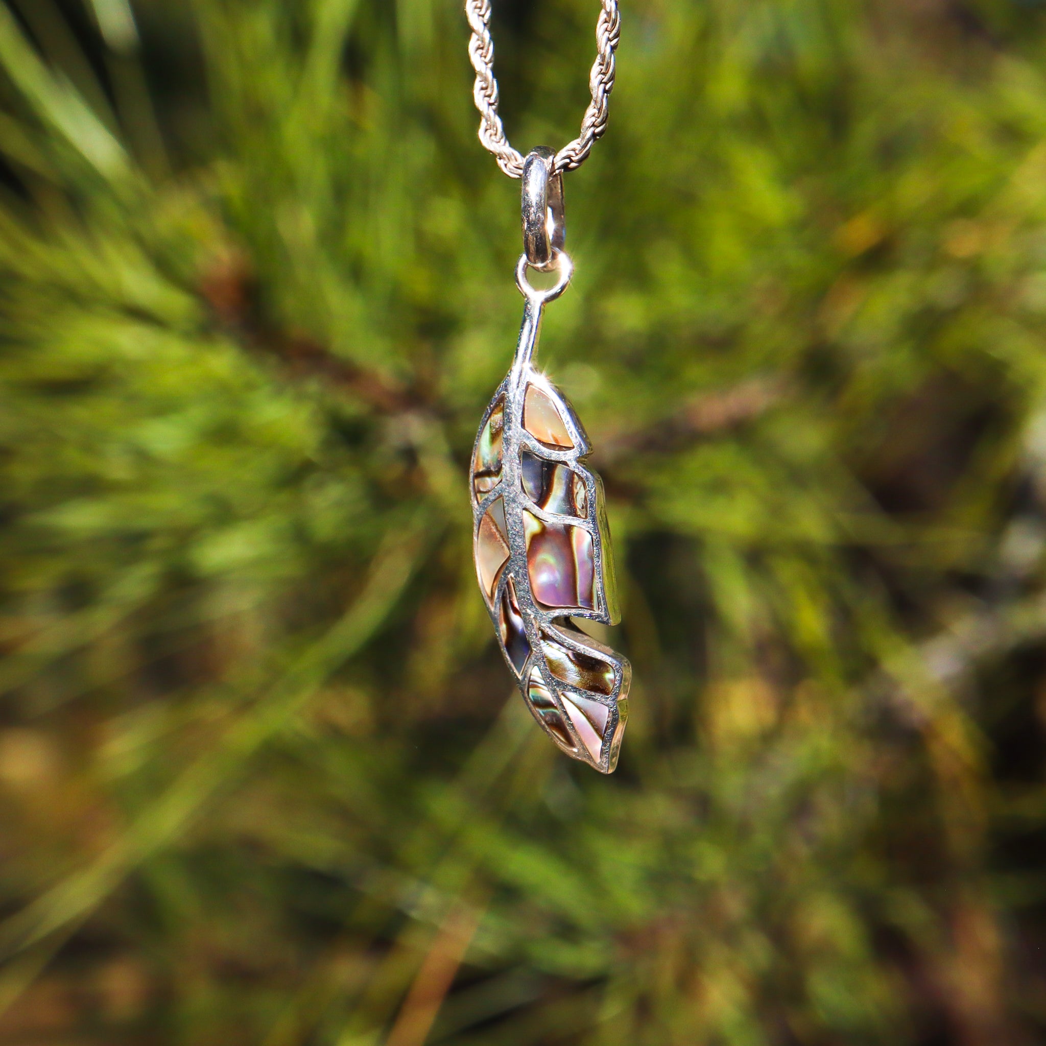 Abolone Shell Feather Pendant