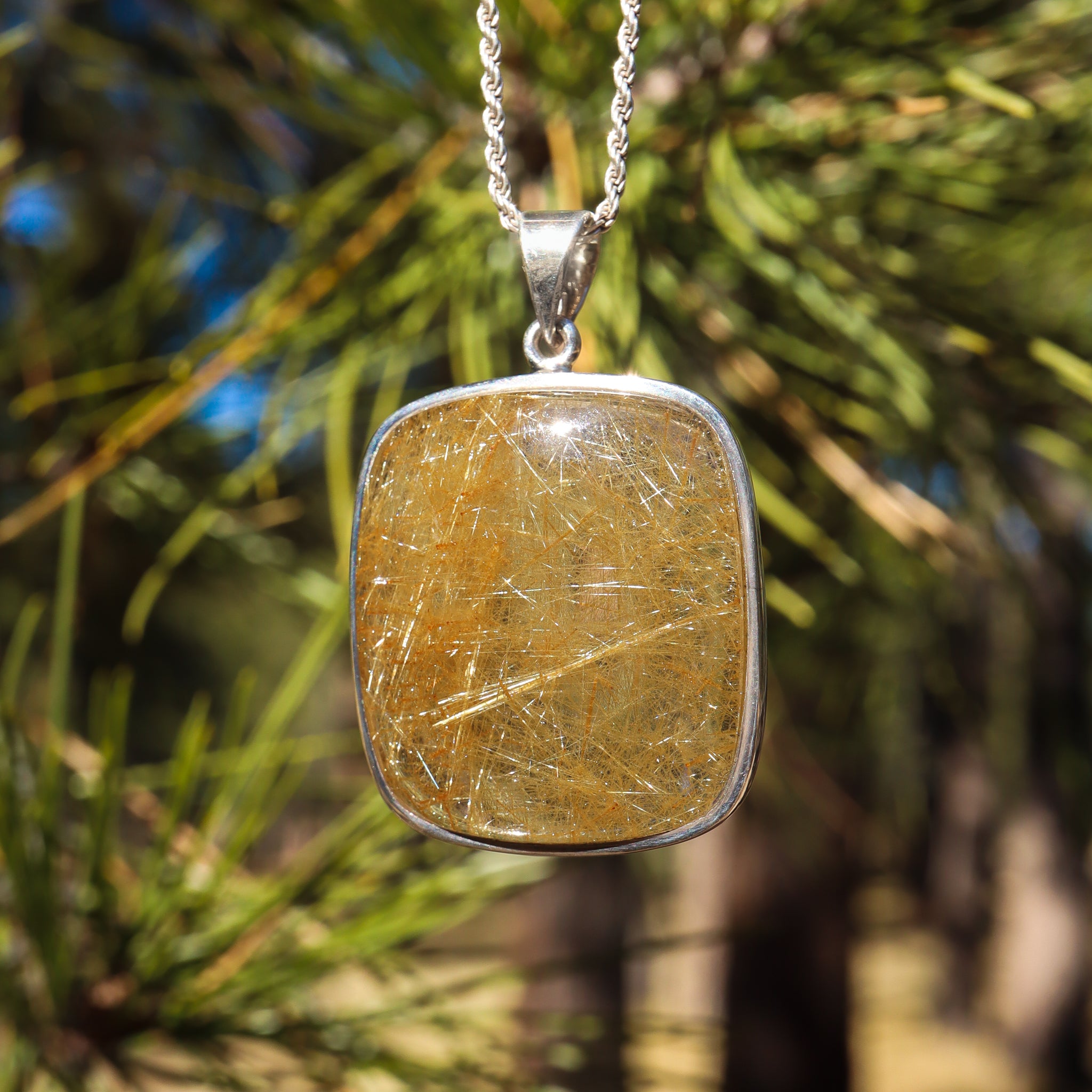Gold Rutilated Quartz Pendant