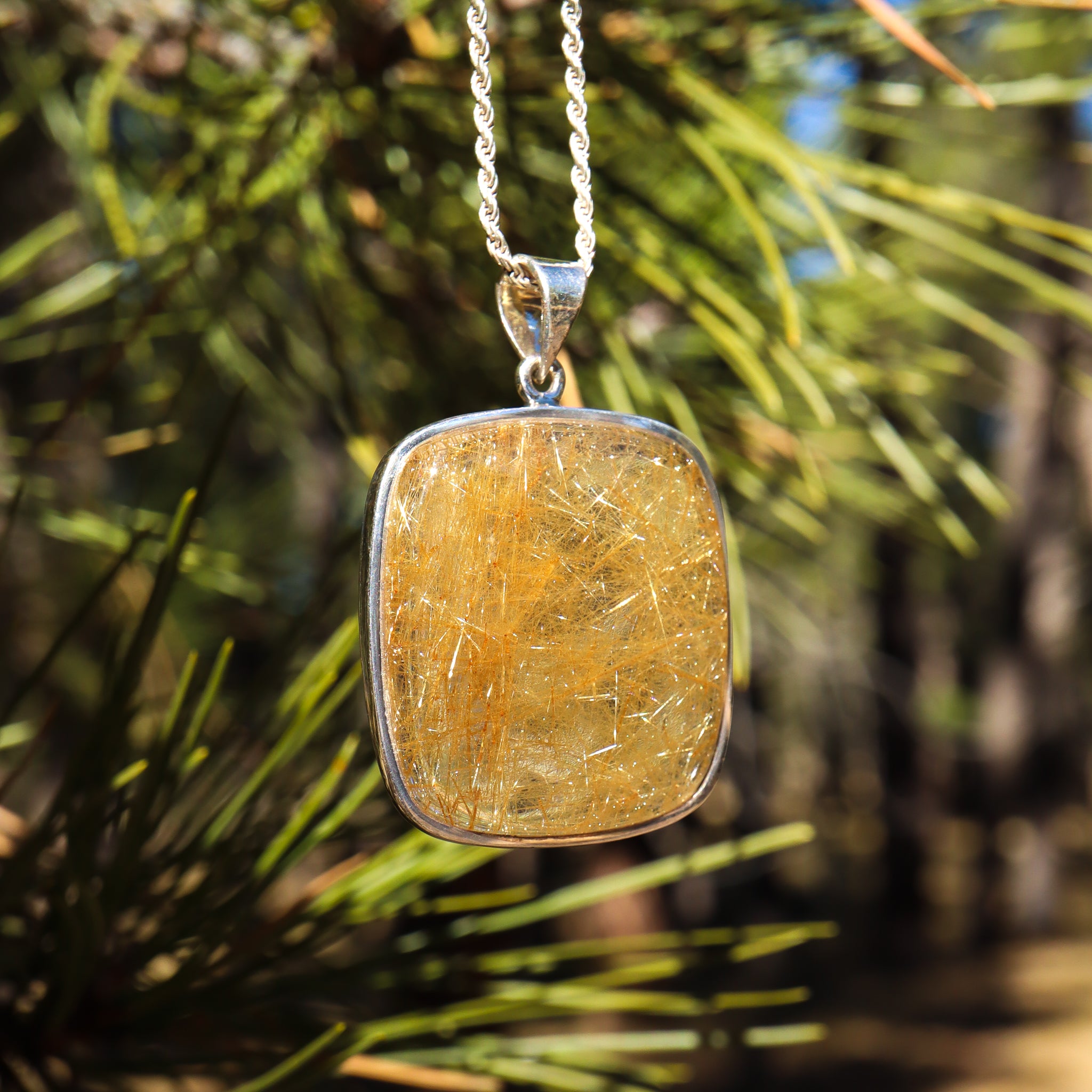 Gold Rutilated Quartz Pendant