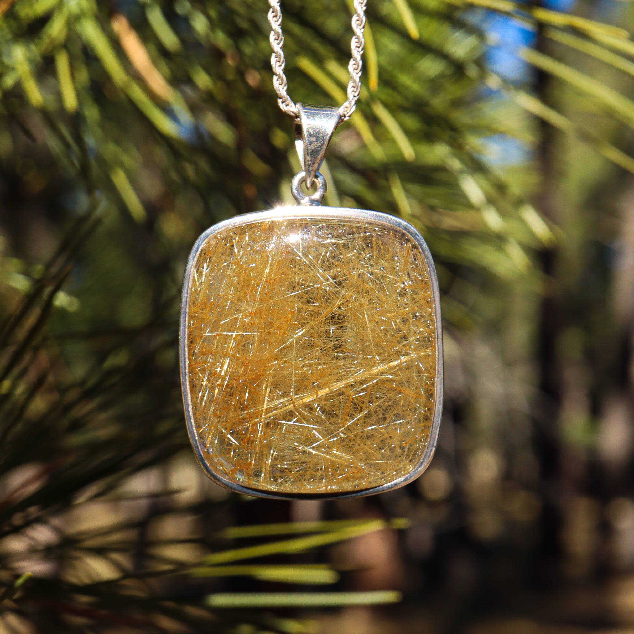 Gold Rutilated Quartz Pendant