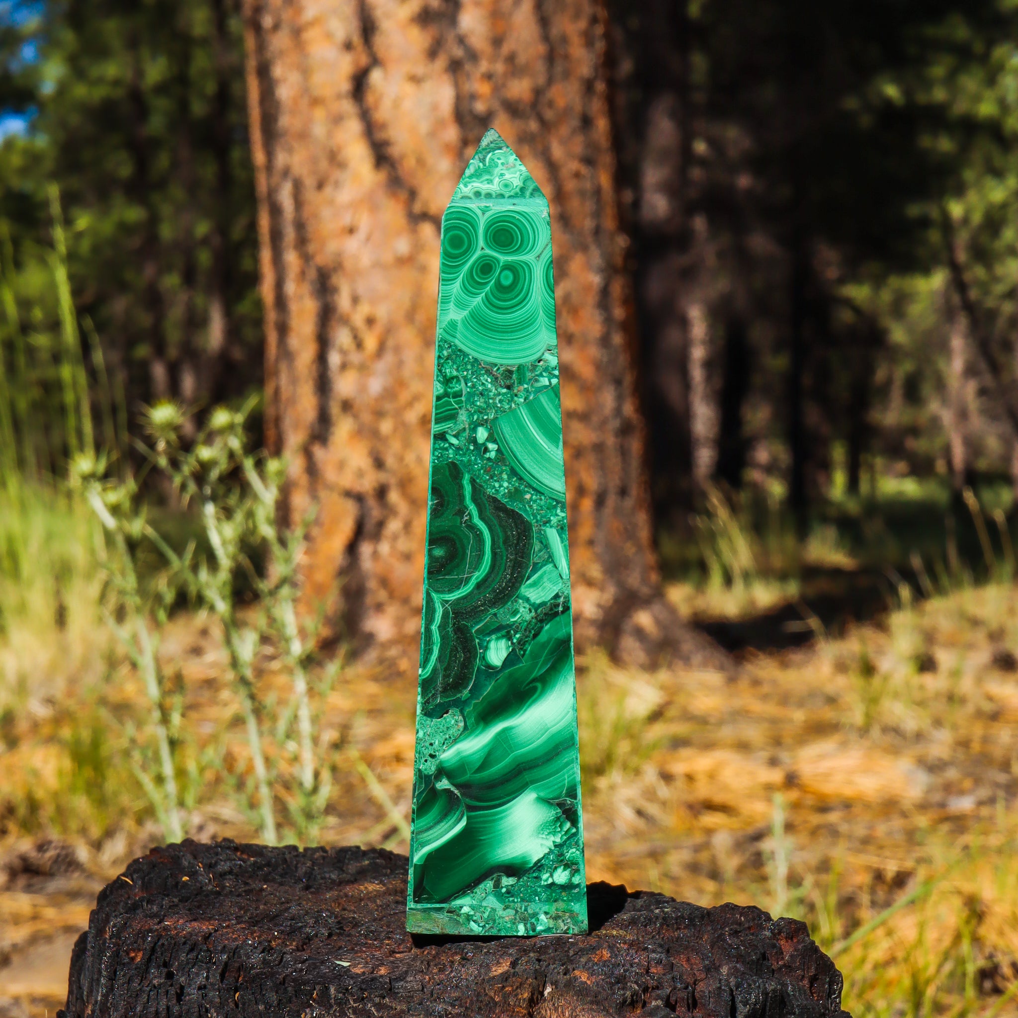 Large Malachite Obelisk