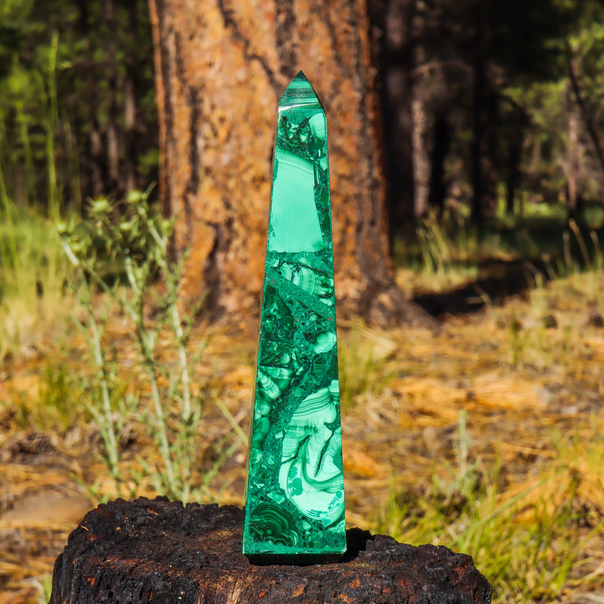 Large Malachite Obelisk