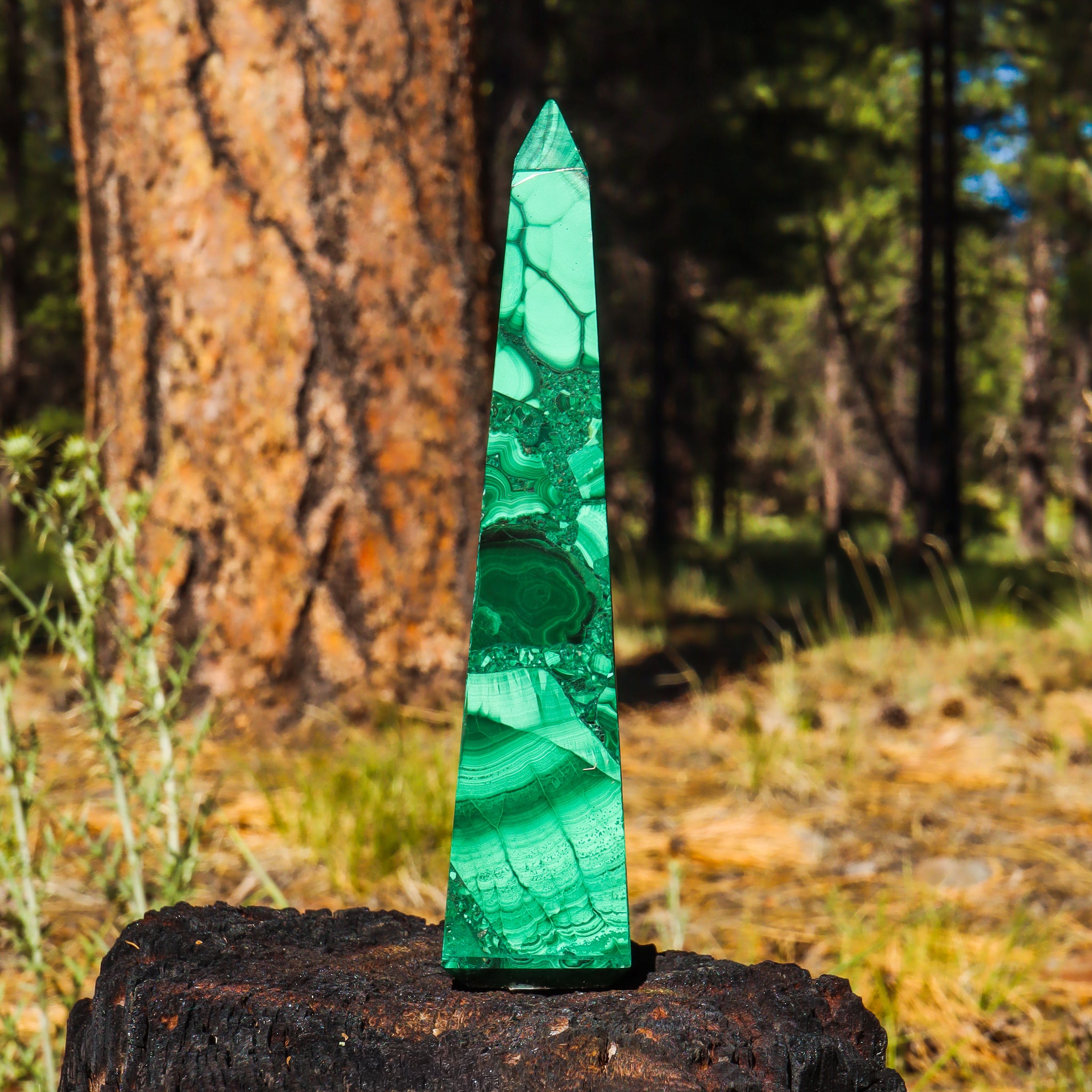 Large Malachite Obelisk