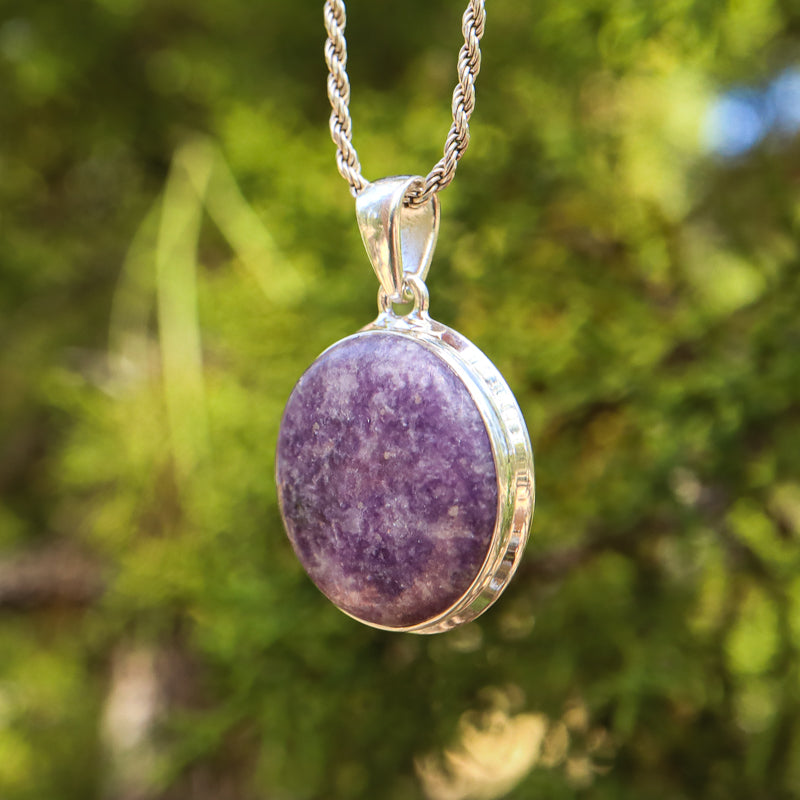 Round Lepidolite Pendant