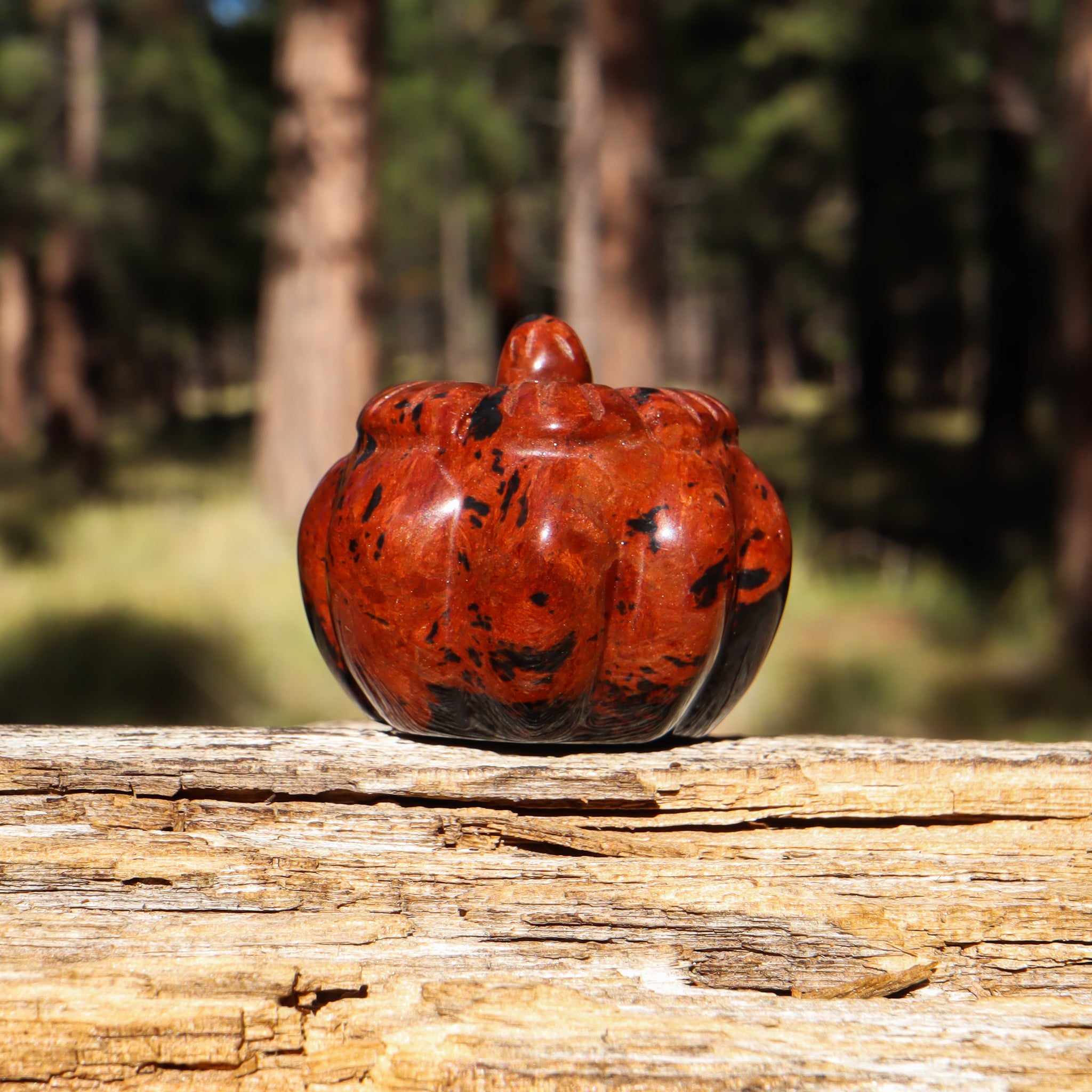 Mahogany Obsidian Carved Pumpkin