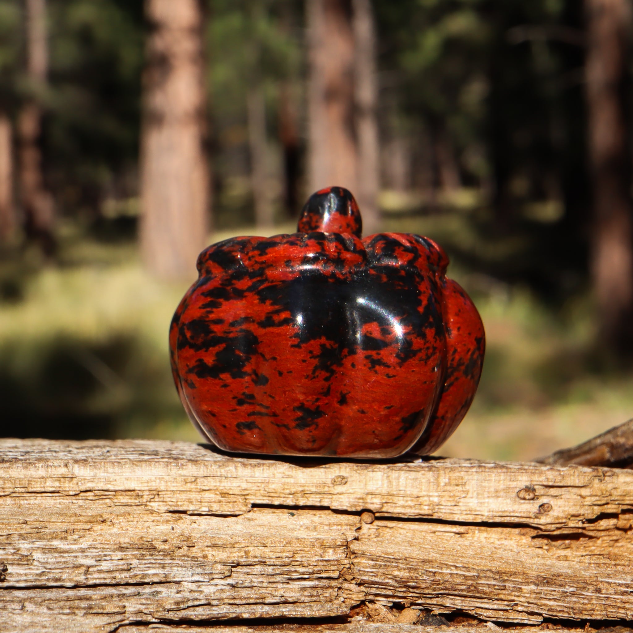 Mahogany Obsidian Carved Pumpkin