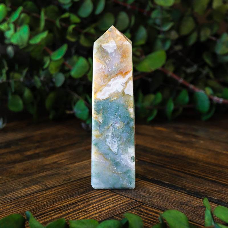 Moss Agate Obelisk