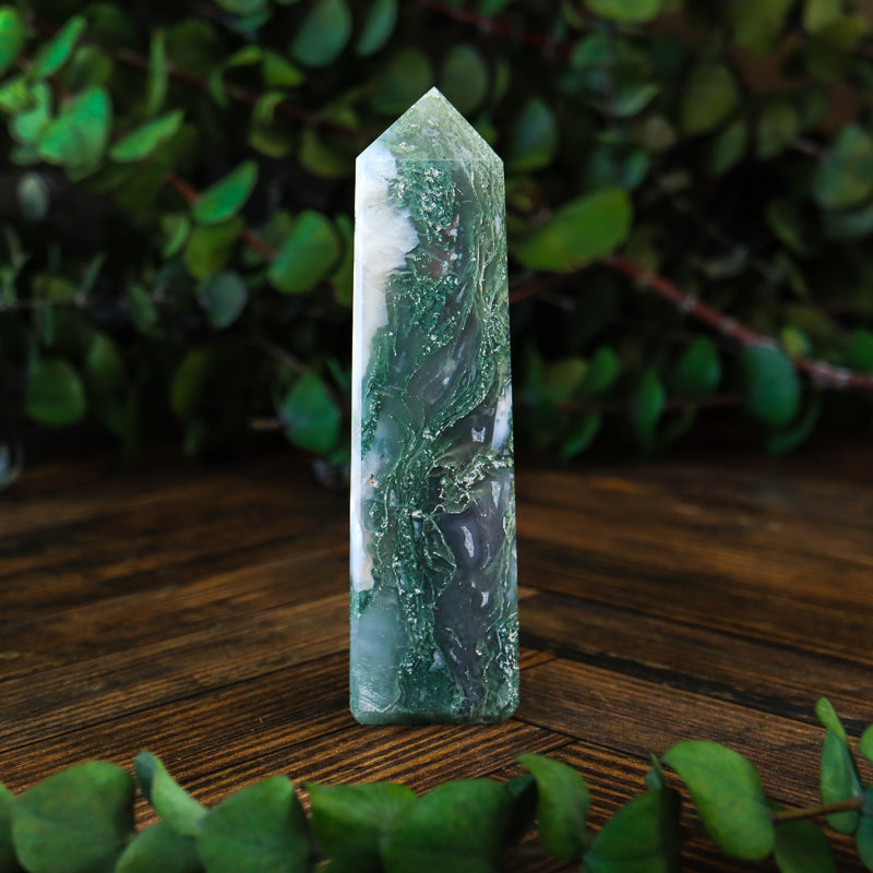 Moss Agate Obelisk