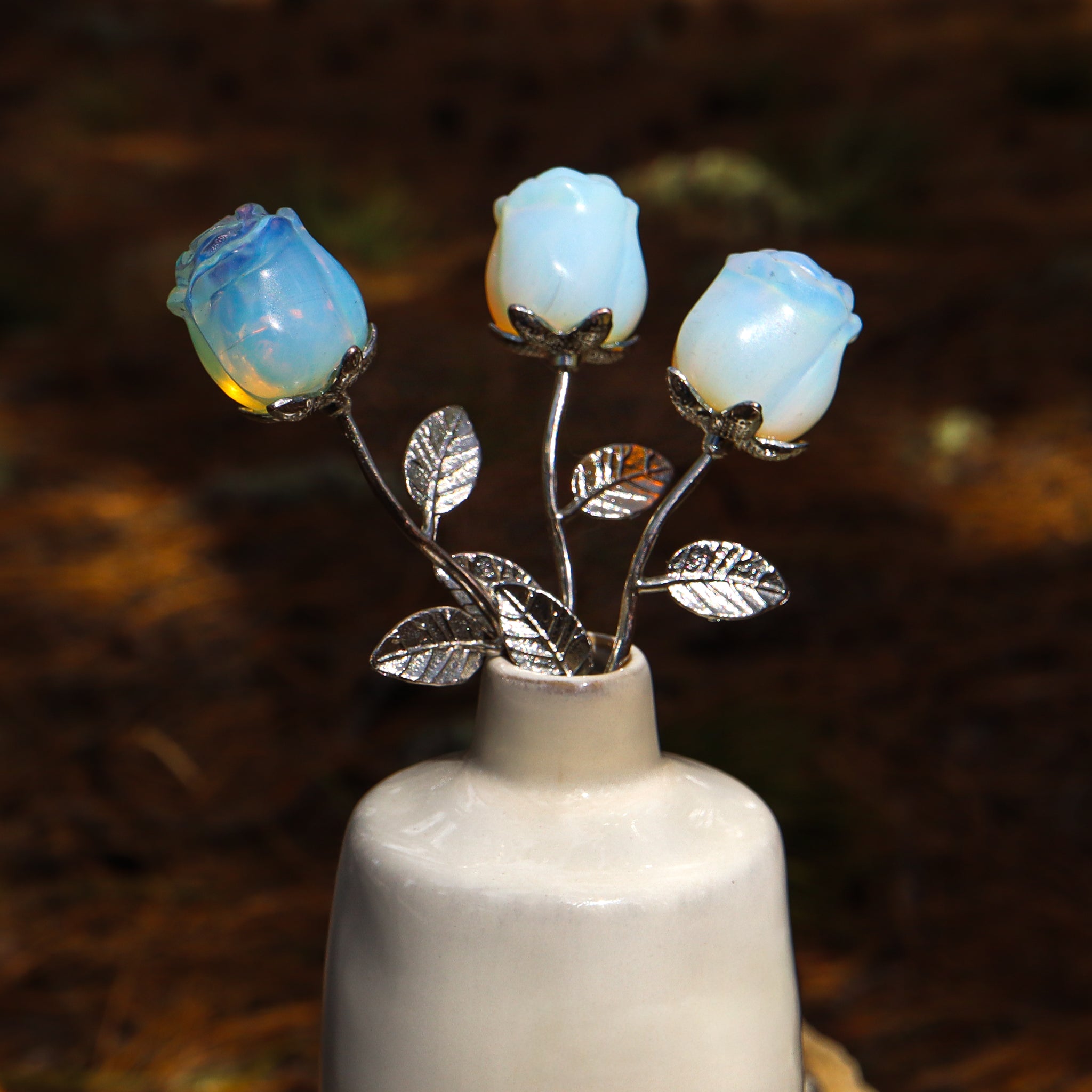 Opalite Carved Rose with Stem