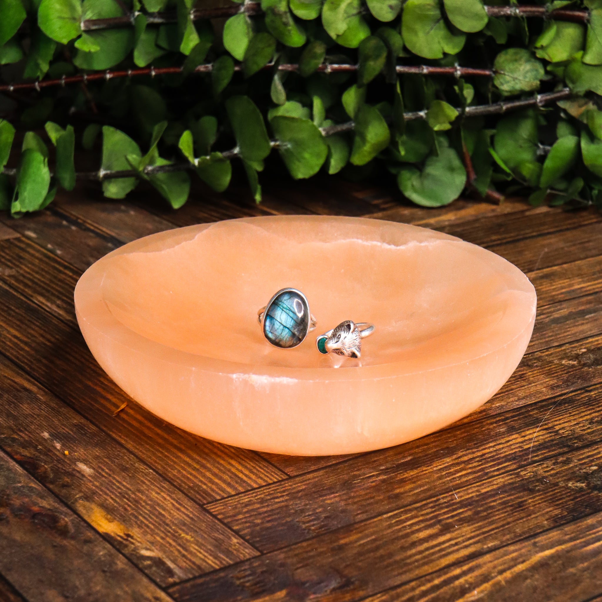 Peach Selenite Bowl