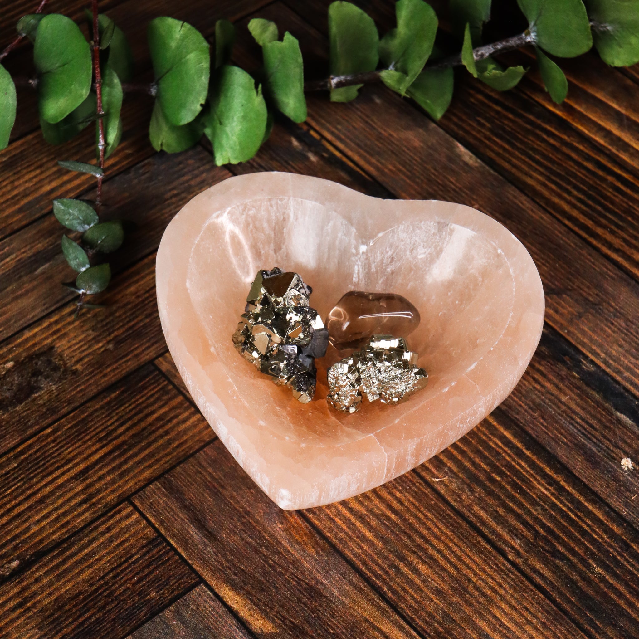 Peach Selenite Heart Bowl