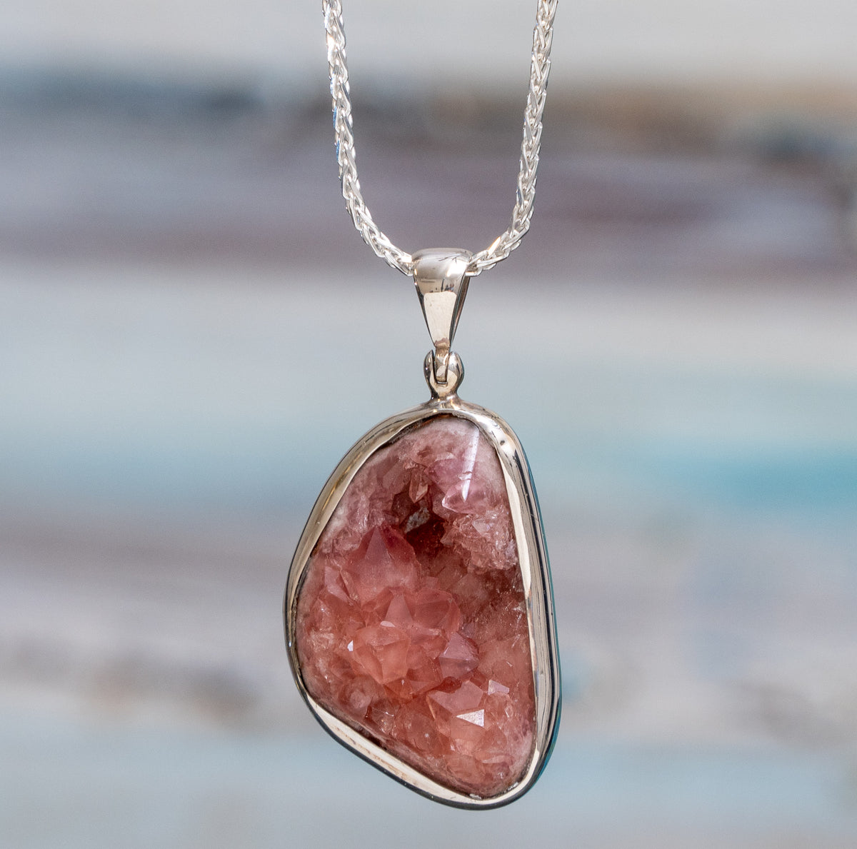 Raw Pink Amethyst Pendant