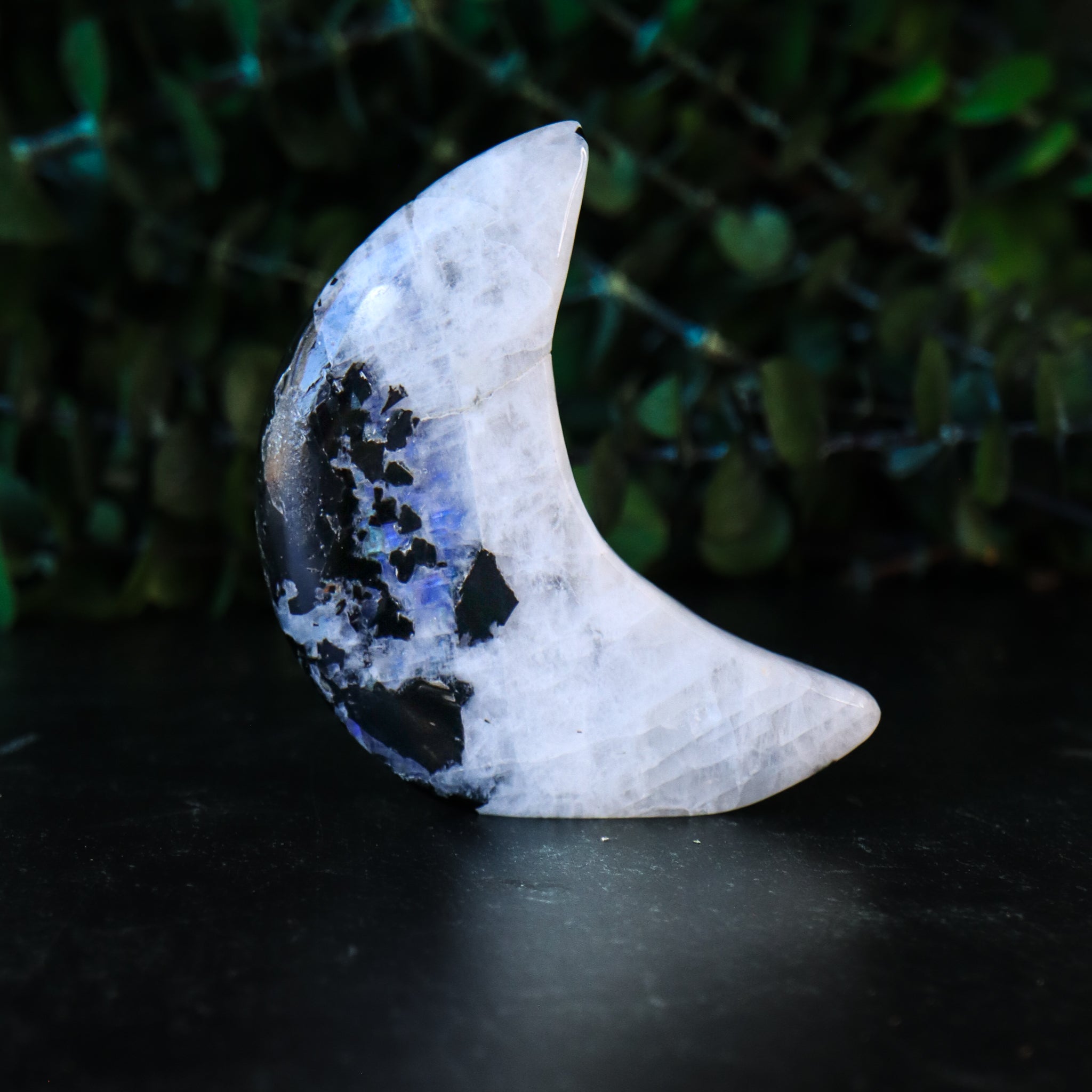 Rainbow Moonstone Carved Moon