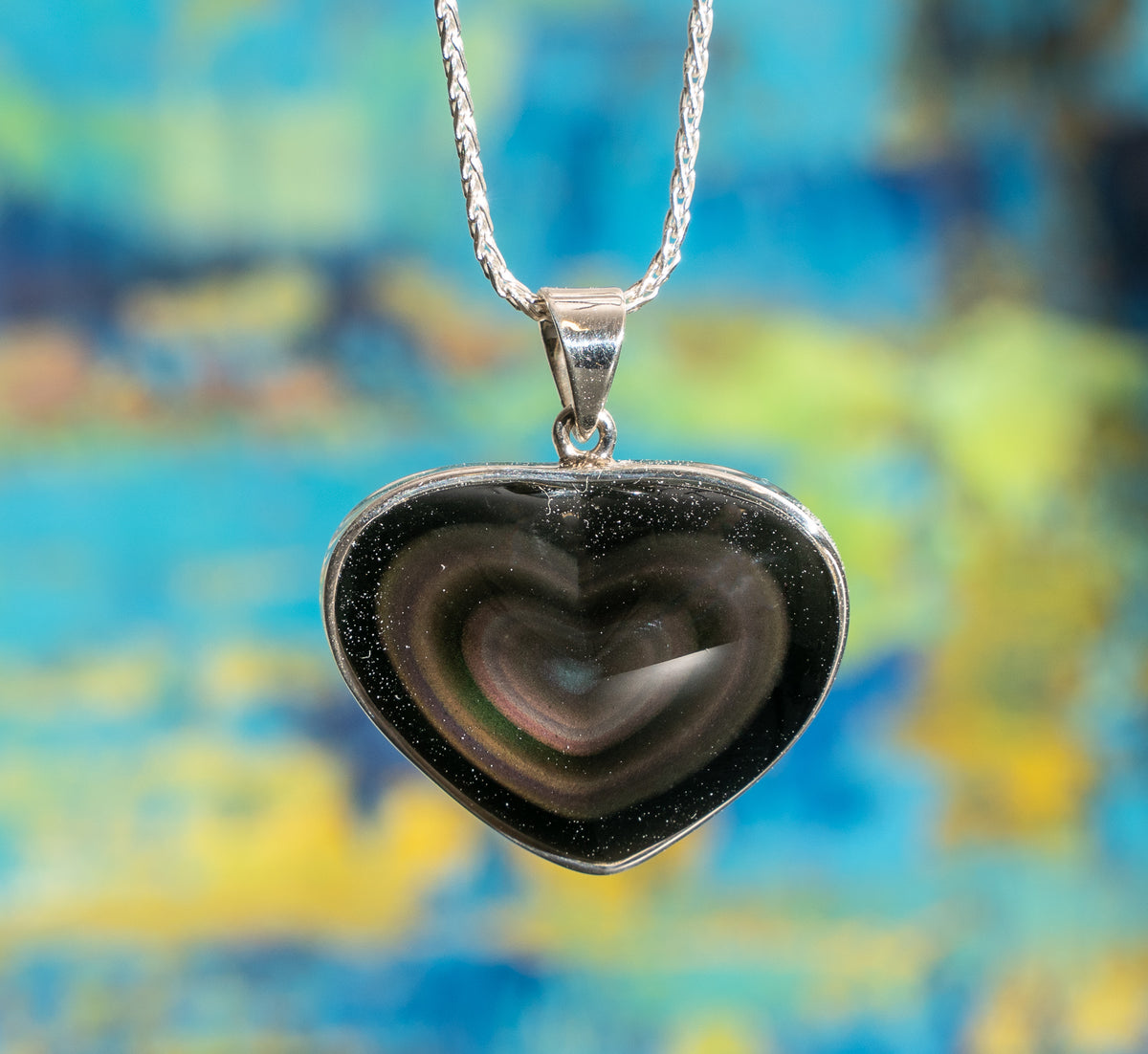 Rainbow Obsidian Heart Pendant