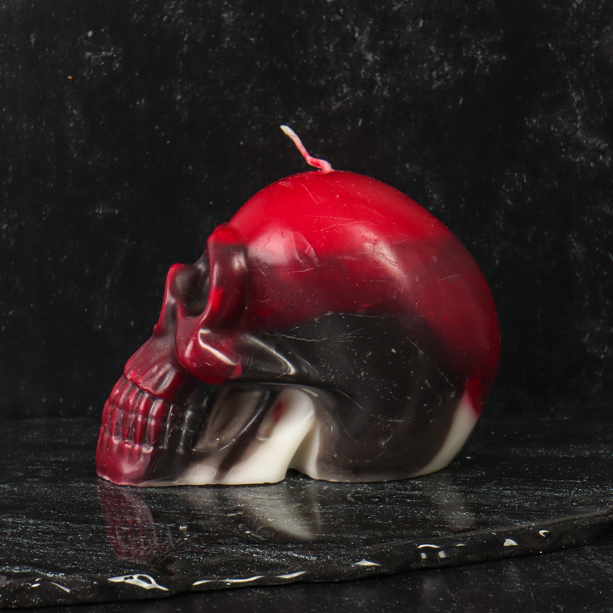 Red and Black Skull Candle