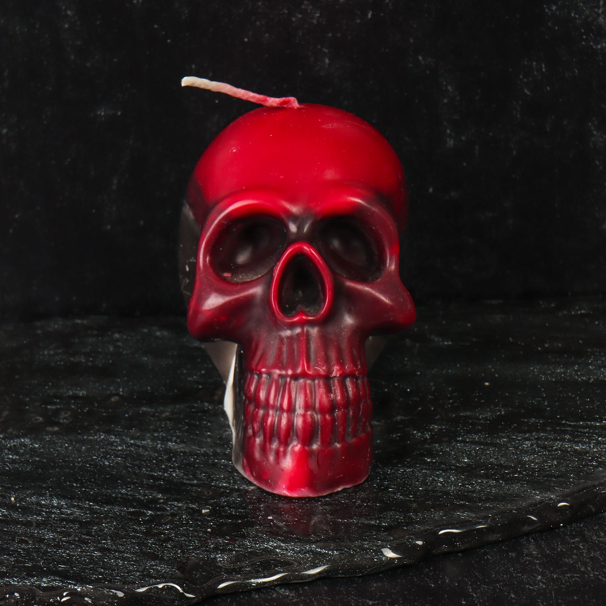 Red and Black Skull Candle