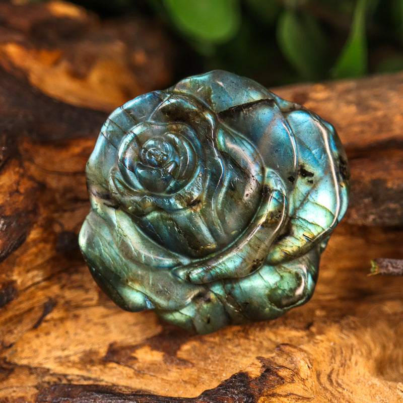 Labradorite Carved Rose Token