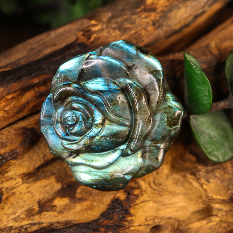 Labradorite Carved Rose Token