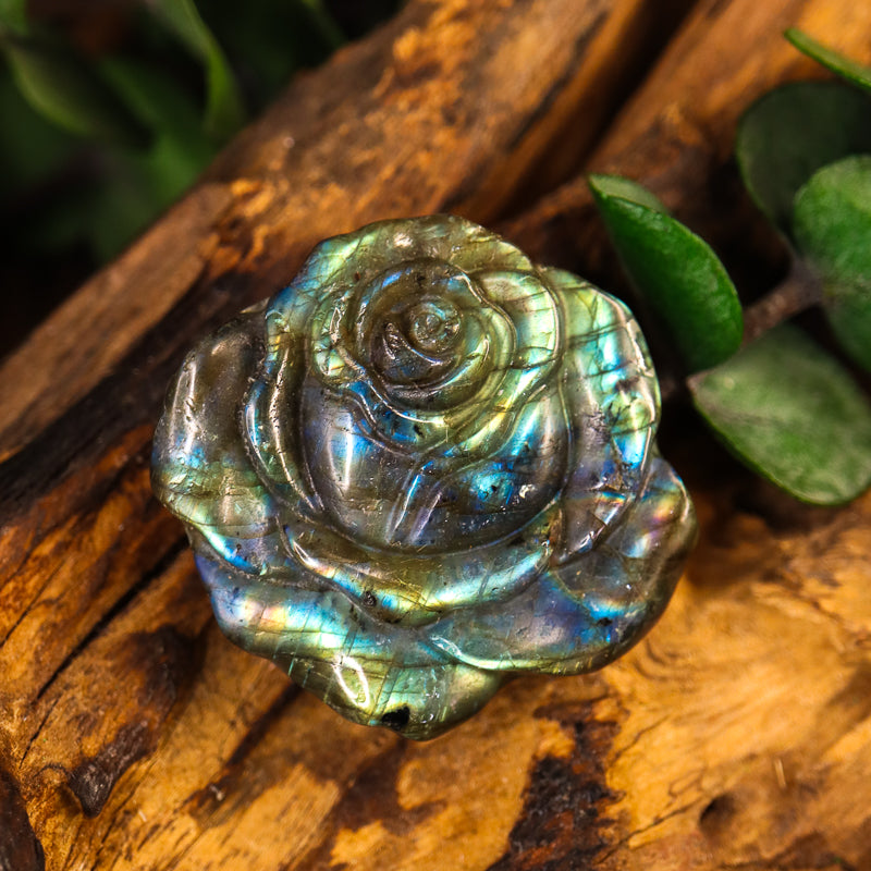 Labradorite Carved Rose Token