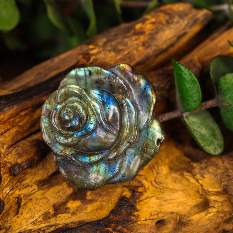 Labradorite Carved Rose Token