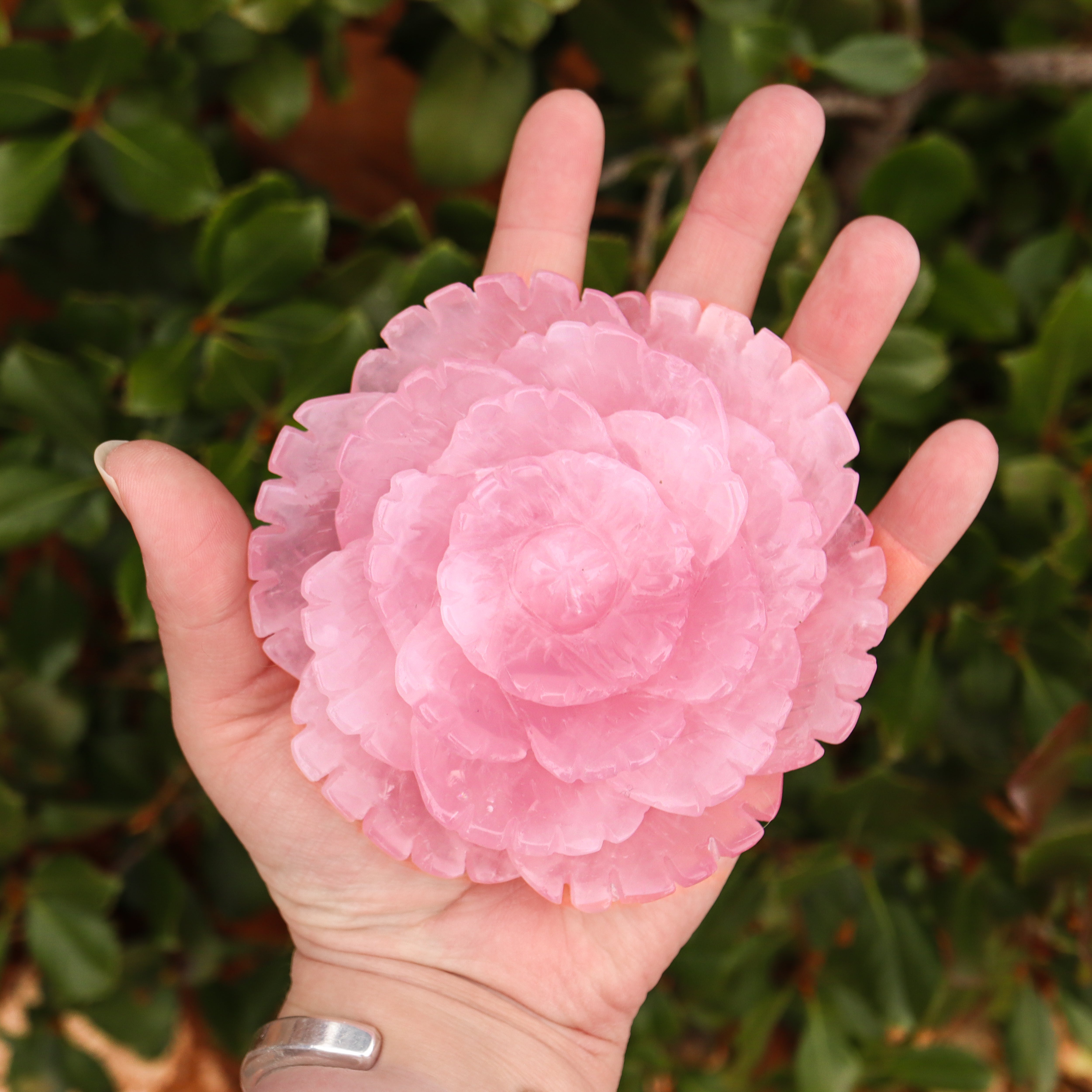 Rose Quartz Carved Flower