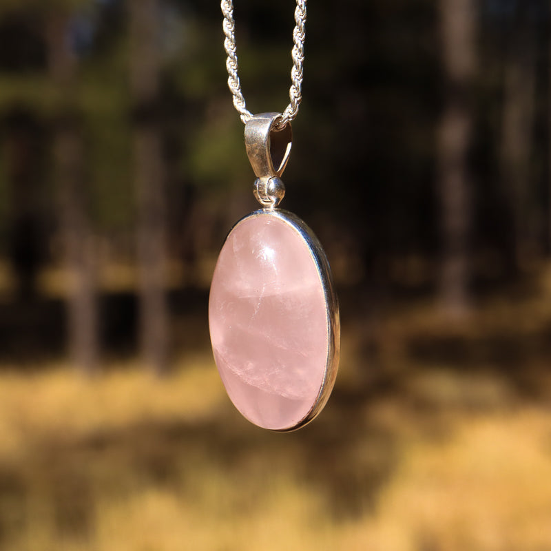 Rose Oval Quartz Pendant