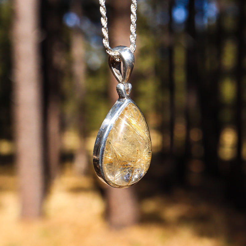 Gold Rutilated Quartz Pendant