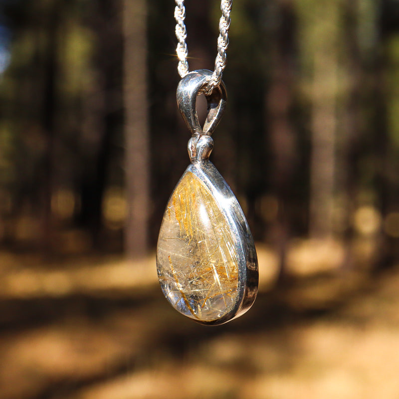 Gold Rutilated Quartz Pendant