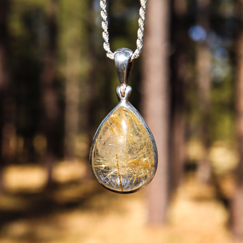 Gold Rutilated Quartz Pendant