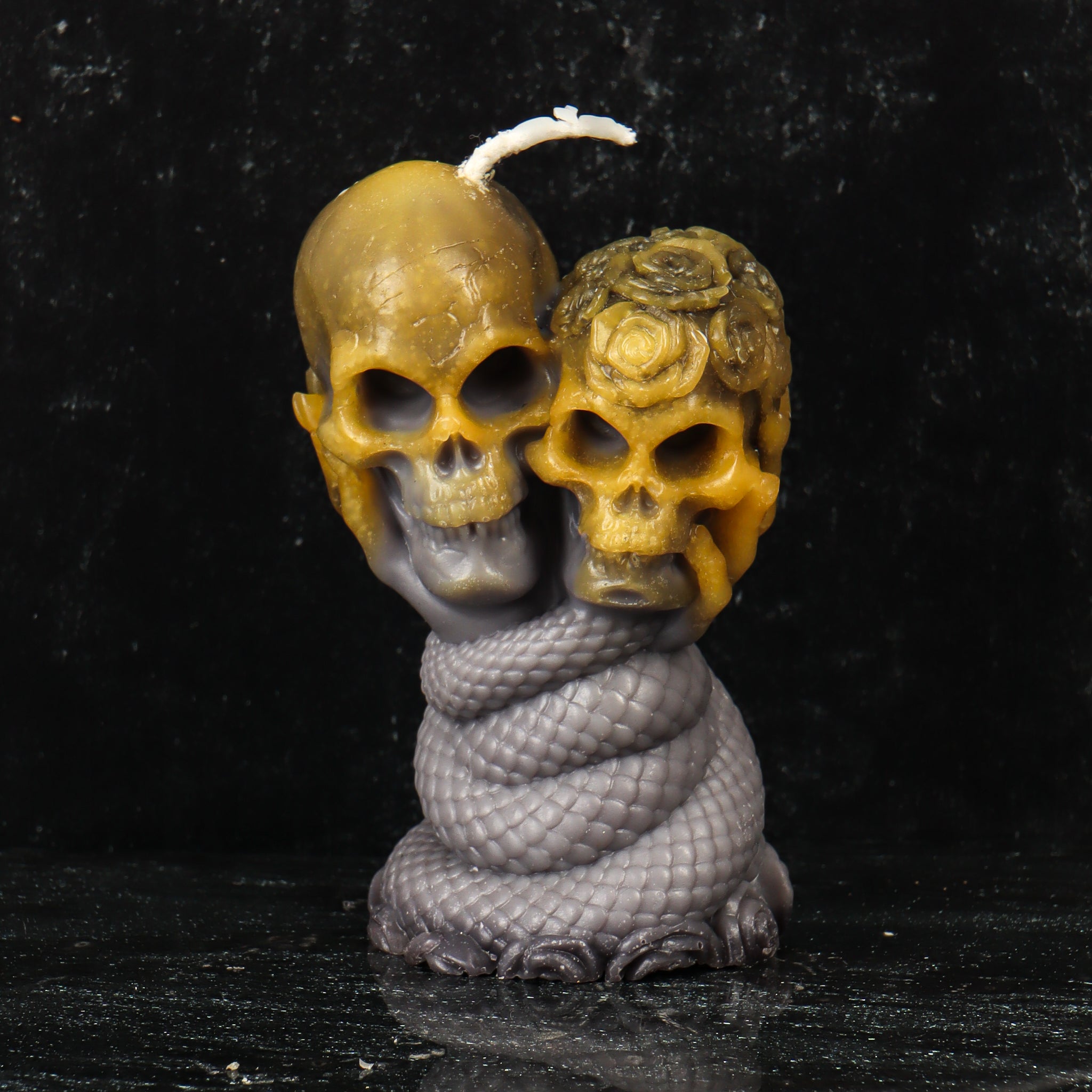 Serpent Hands Skull Candle