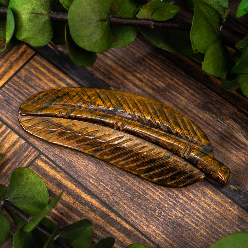 Tiger's Eye Carved Feather