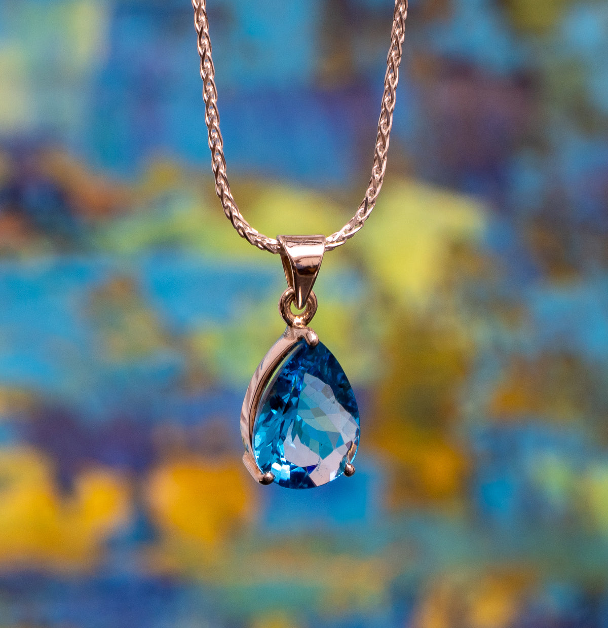 Faceted Blue Topaz Pendant
