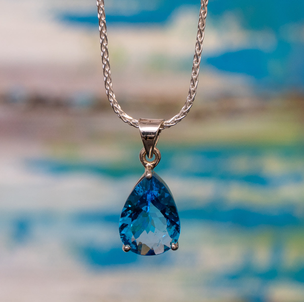 Faceted Blue Topaz Pendant
