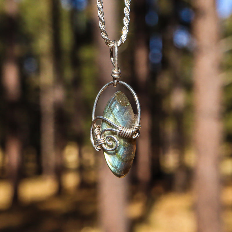 Wire Wrapped Labradorite Pendant