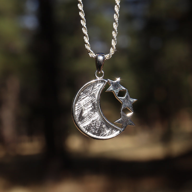 Meteorite Moon and Stars Pendant