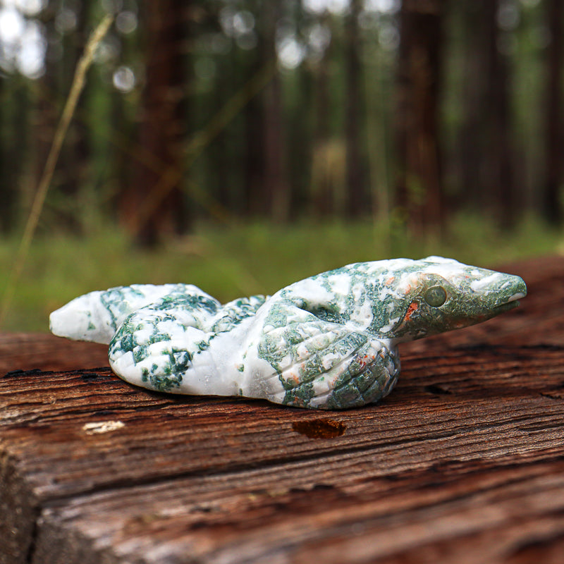 Moss Agate Carved Serpent