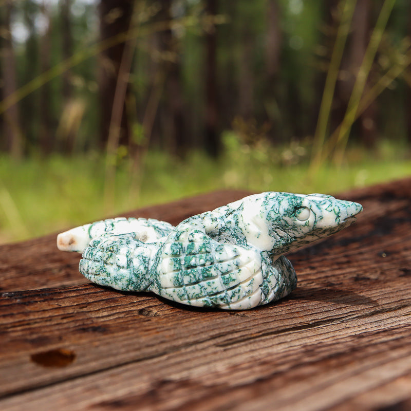 Moss Agate Carved Serpent