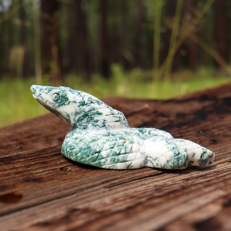 Moss Agate Carved Serpent