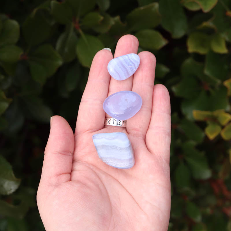 Blue Chalcedony Tumbled Crystal Tumbled Cancer Sign 