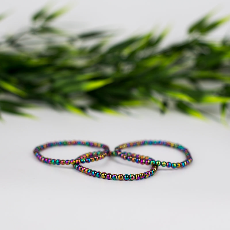 Magnetic Bracelet - Black and Rainbow Hematite – Beads-N-Style