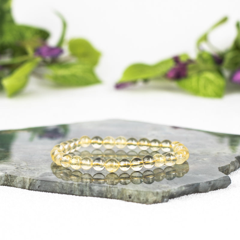 Oval Yellow Citrine Elastic Beaded Bracelet | Boutique Ottoman Jewelry Store