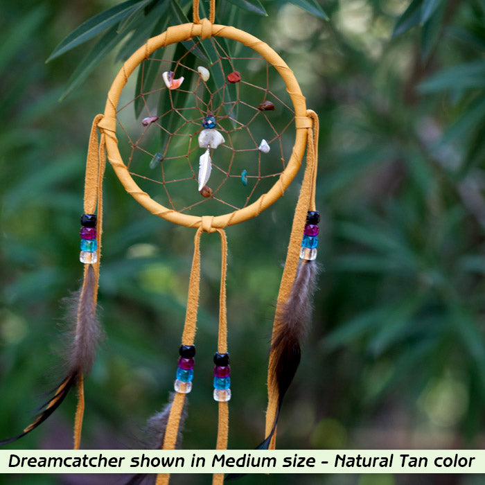Handmade Dreamcatchers with Gemstones Gifts & Decor Bertina Natural Tan Medium 