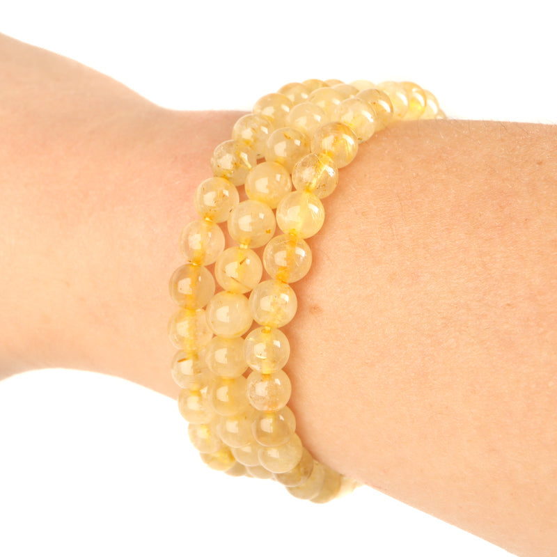 Golden & Black Rutilated Quartz Pendant & Beads Bracelet online in India -  Shubh Gems