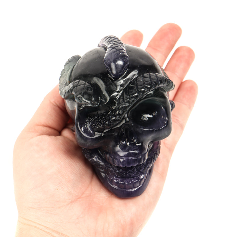 Fluorite Skull with Serpent Crystal Skull Aquarius 