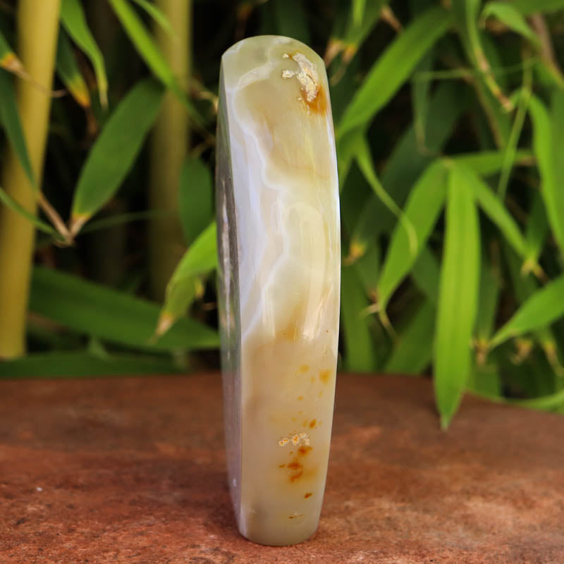 Banded Agate Flame Carving with Quartz Crystal Carvings Crystal Magic online 