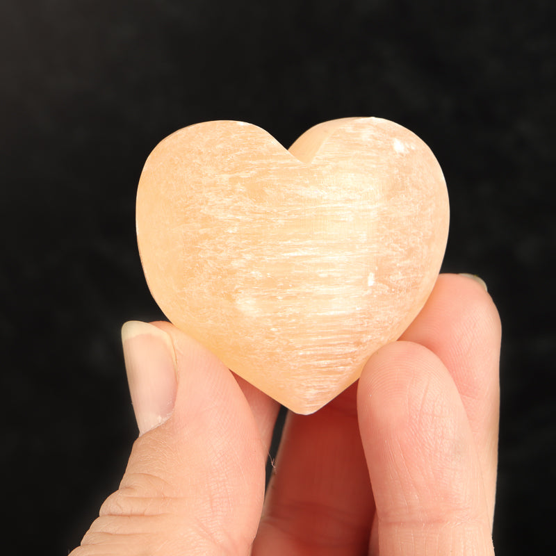 Small Peach Selenite Heart Crystal Heart Aquarius 