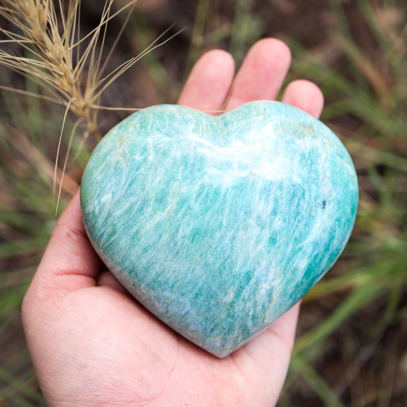 Rose Quartz and Amazonite Pillow Heart Crystal Carvings Crystal Magic Amazonite 