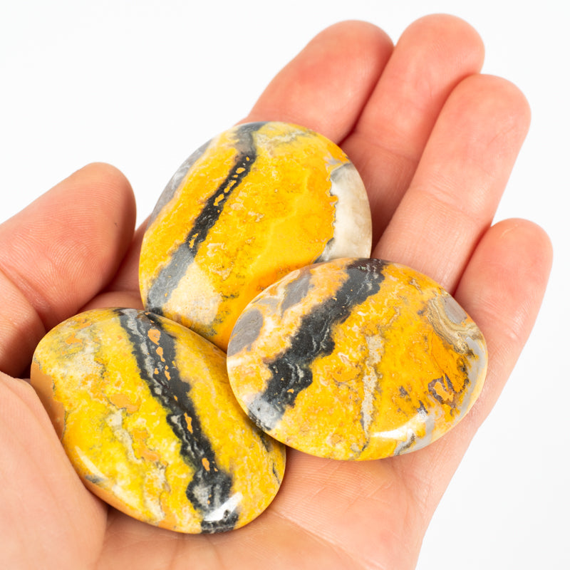 Bumblebee Jasper Palm Stone Crystal Palm Stones Cancer Sign Rounded 