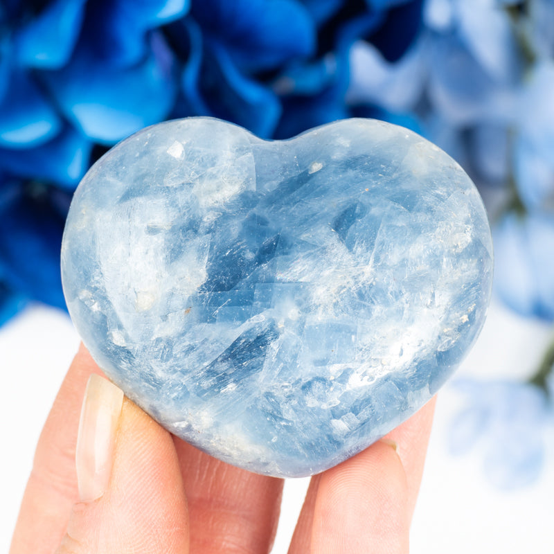 Blue Calcite Heart Crystal Heart Aquarius Sign 